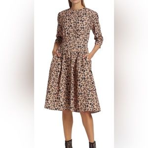 Batsheva Lucille Dress in Beige Vine